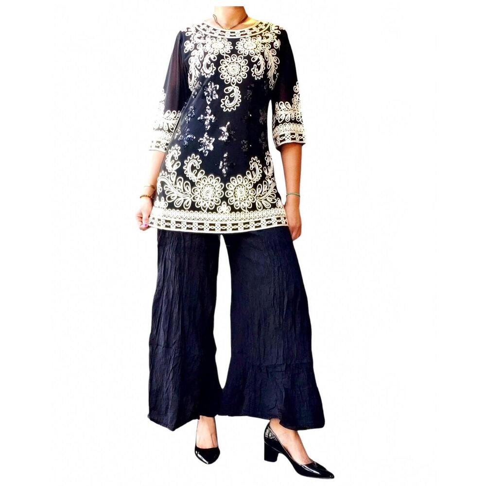 NEW STEP IN STYLE hilo african print top in blue/white